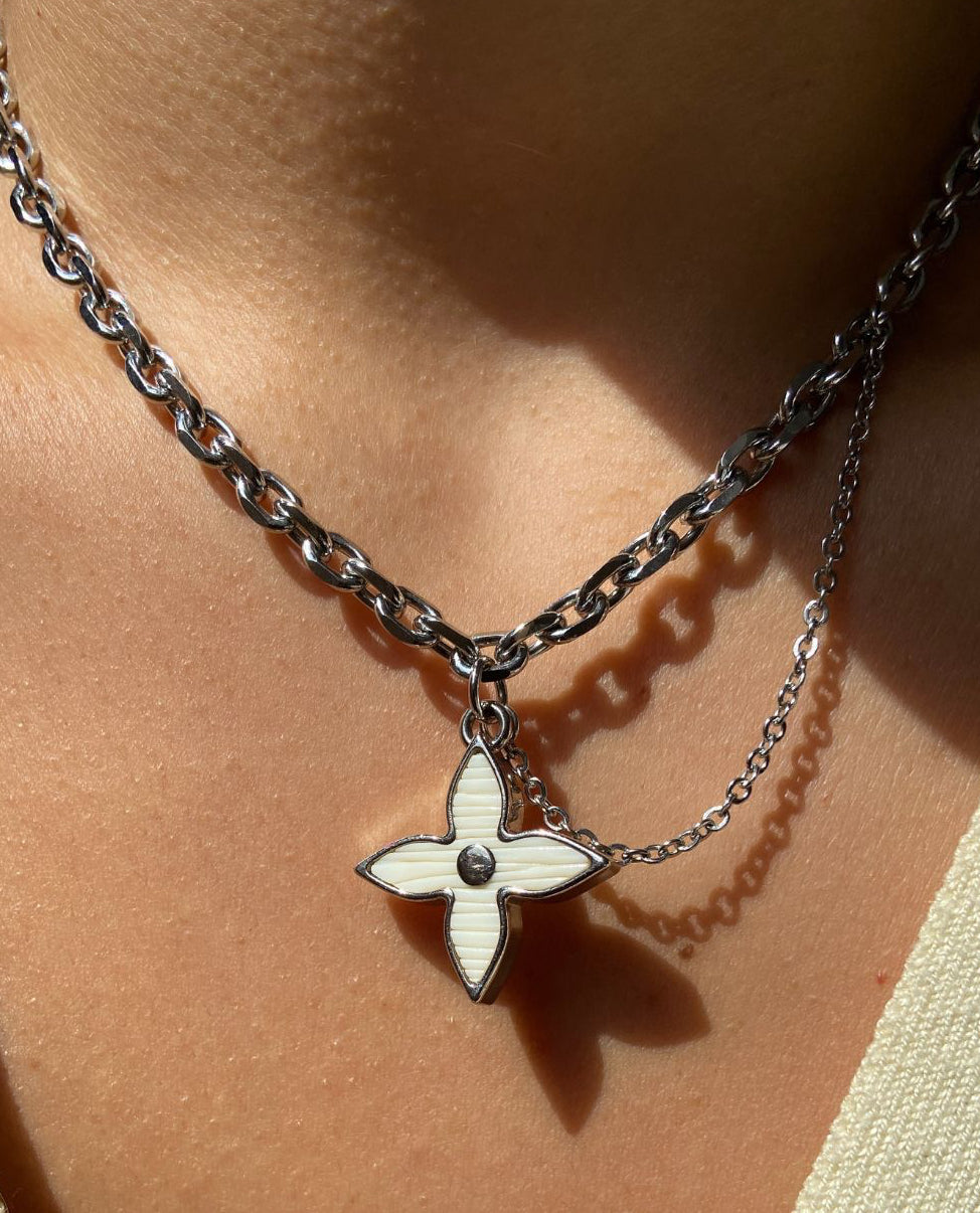 Authentic Louis Vuitton Silver Charm- Reworked Necklace