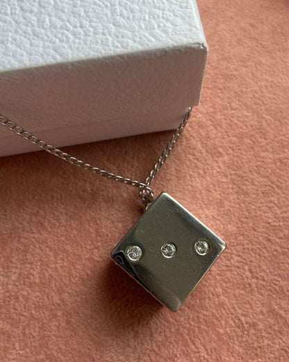 Authentic Dior Dice Rhinestone Logo Pendant- Reworked Necklace