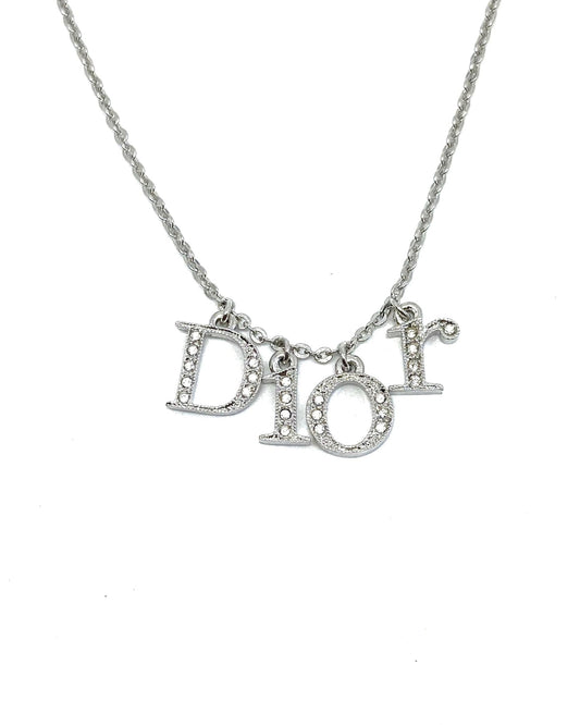 Authentic Dior Spellout  Crystal Pendant - Reworked Necklace