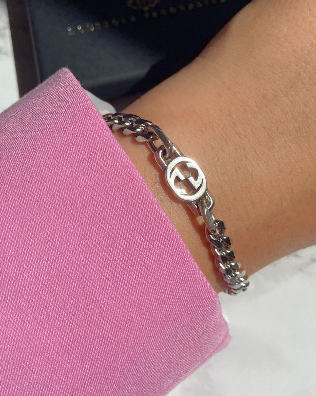 Authentic Gucci Interlocking Pendant Repurposed Bracelet