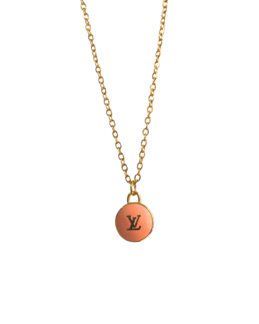 Authentic Louis Vuitton Logo Peach Pendant- Necklace