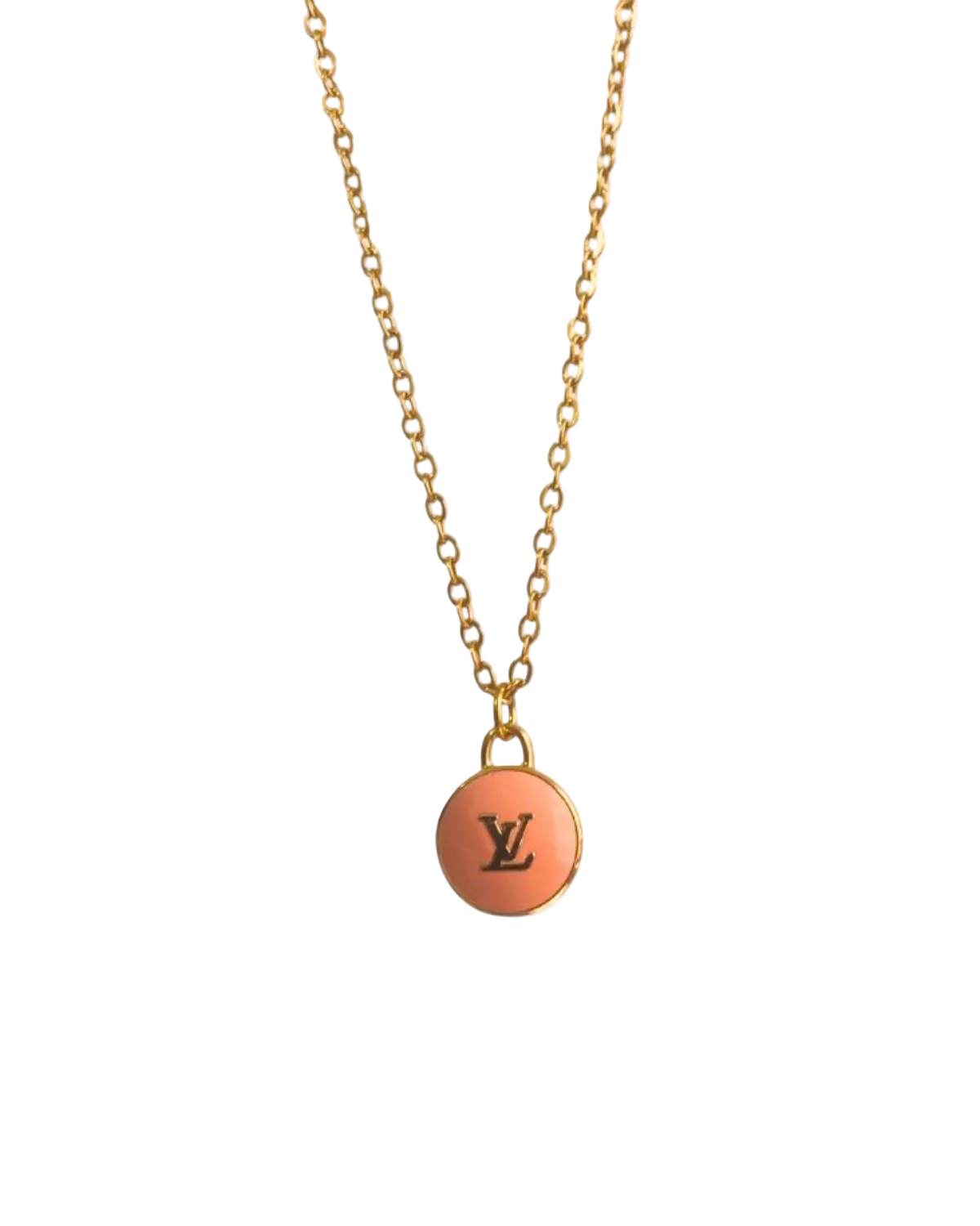 Authentic Louis Vuitton Logo Peach Pendant- Necklace