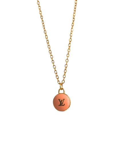 Authentic Louis Vuitton Logo Peach Pendant- Necklace