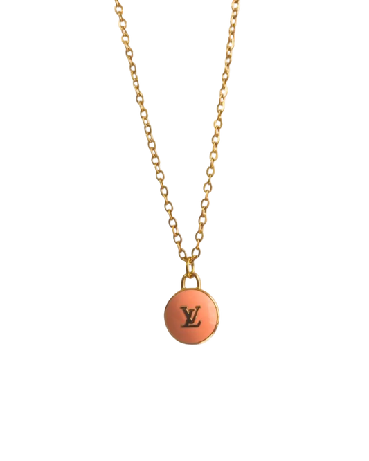 Authentic Louis Vuitton Logo Peach Pendant- Necklace