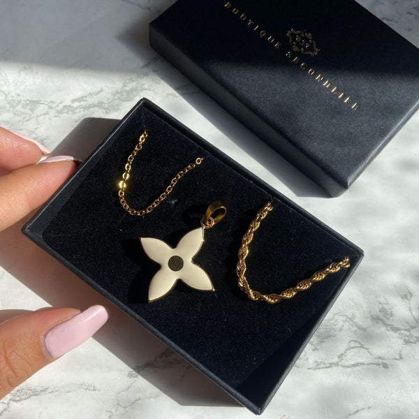 Authentic Louis Vuitton White Pendant- Two Necklace