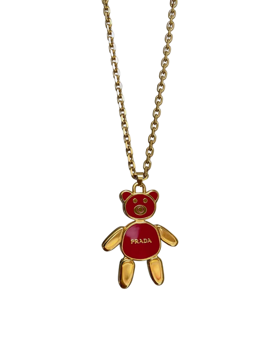 Authentic Prada Orsetto Bear Pendant Reworked Necklace  - Gift Edition
