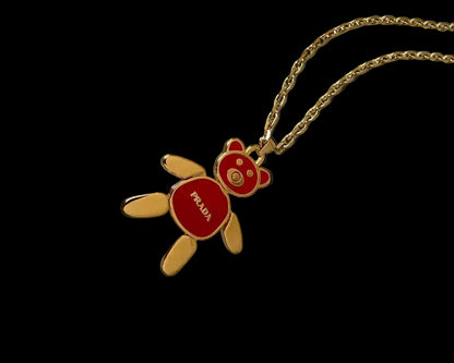 Authentic Prada Orsetto Bear Pendant Reworked Necklace  - Gift Edition