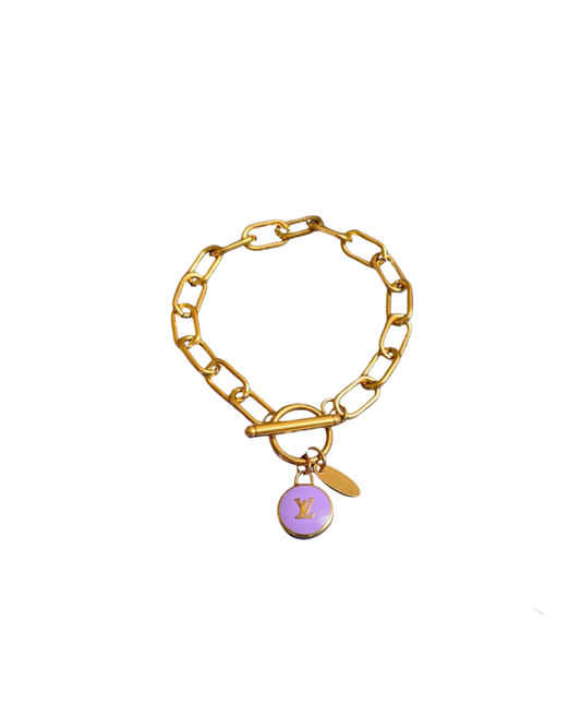 Authentic Louis Vuitton Purple Logo Pastilles Pendant- Bracelet