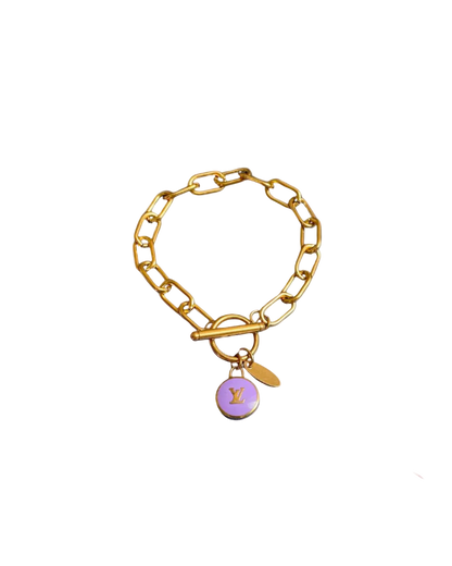 Authentic Louis Vuitton Purple Logo Pastilles Pendant- Bracelet