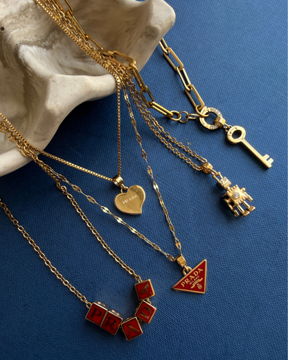 Authentic Prada Key pendant - Repurposed Necklace