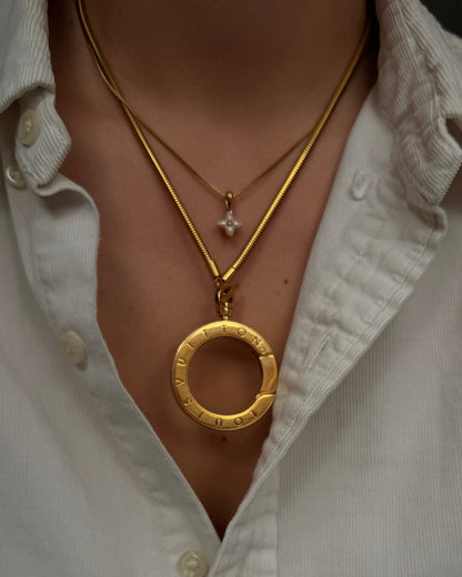 Authentic Louis Vuitton Clasp Rounded Pendant - Reworked Necklace