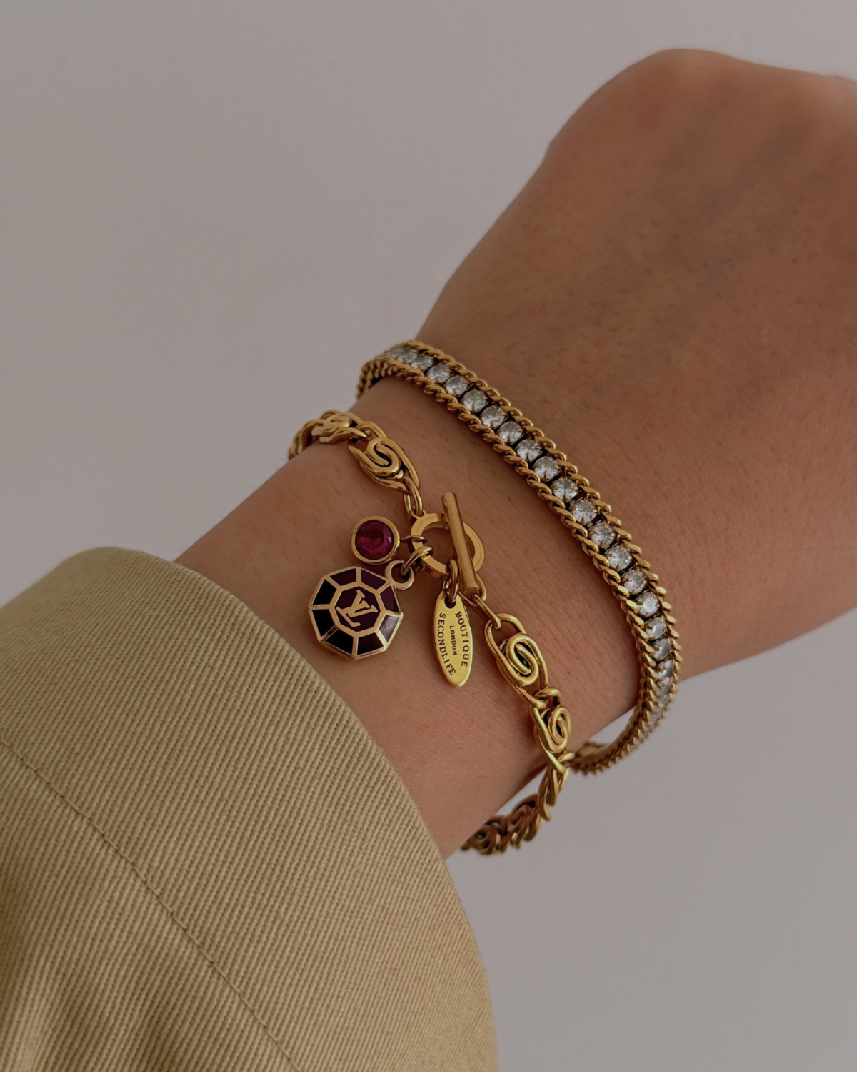 Authentic Louis Vuitton Brown Pendant-Repurposed Bracelet