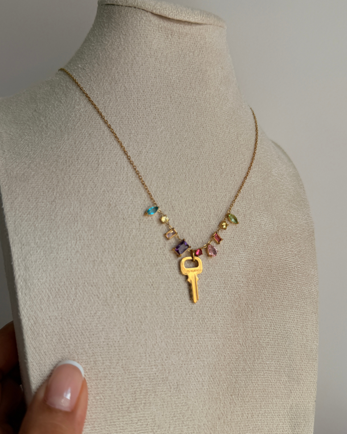 Authentic Louis Vuitton Key Pendant- Necklace Stones