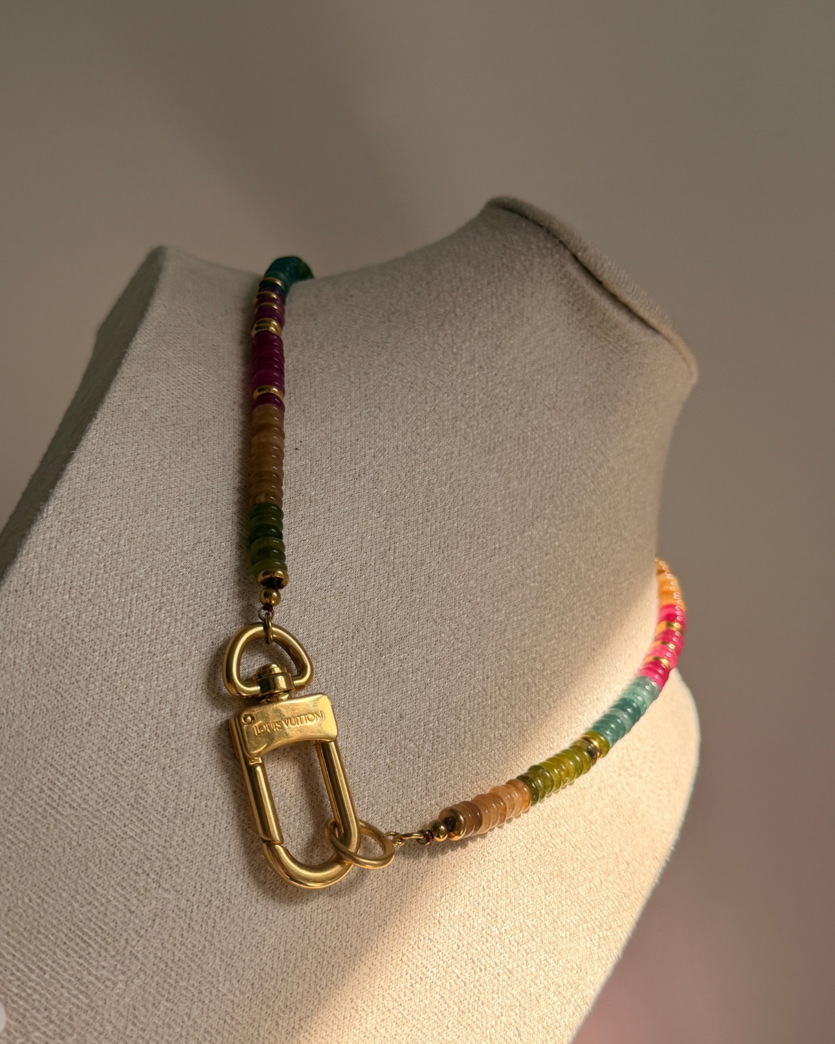 Authentic Louis Vuitton Clasp - Natural Stone Necklace
