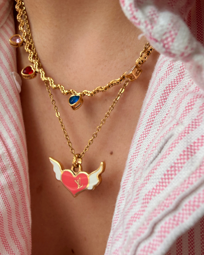 Authentic Louis Vuitton Winged Heart Reworked Necklace