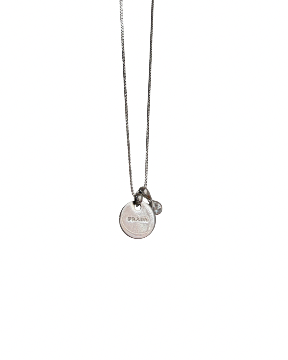Authentic Prada Rounded Pendant - Reworked Silver Necklace