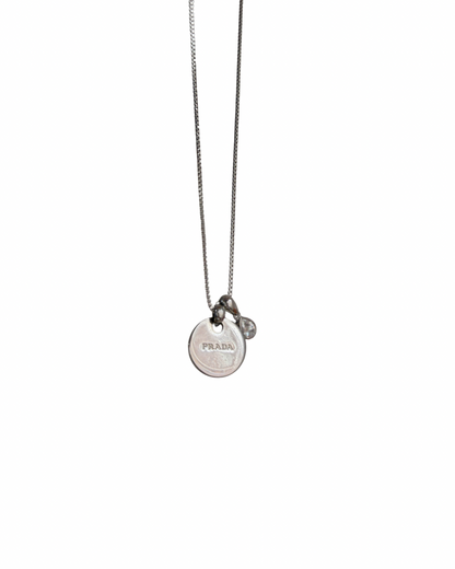 Authentic Prada Rounded Pendant - Reworked Silver Necklace