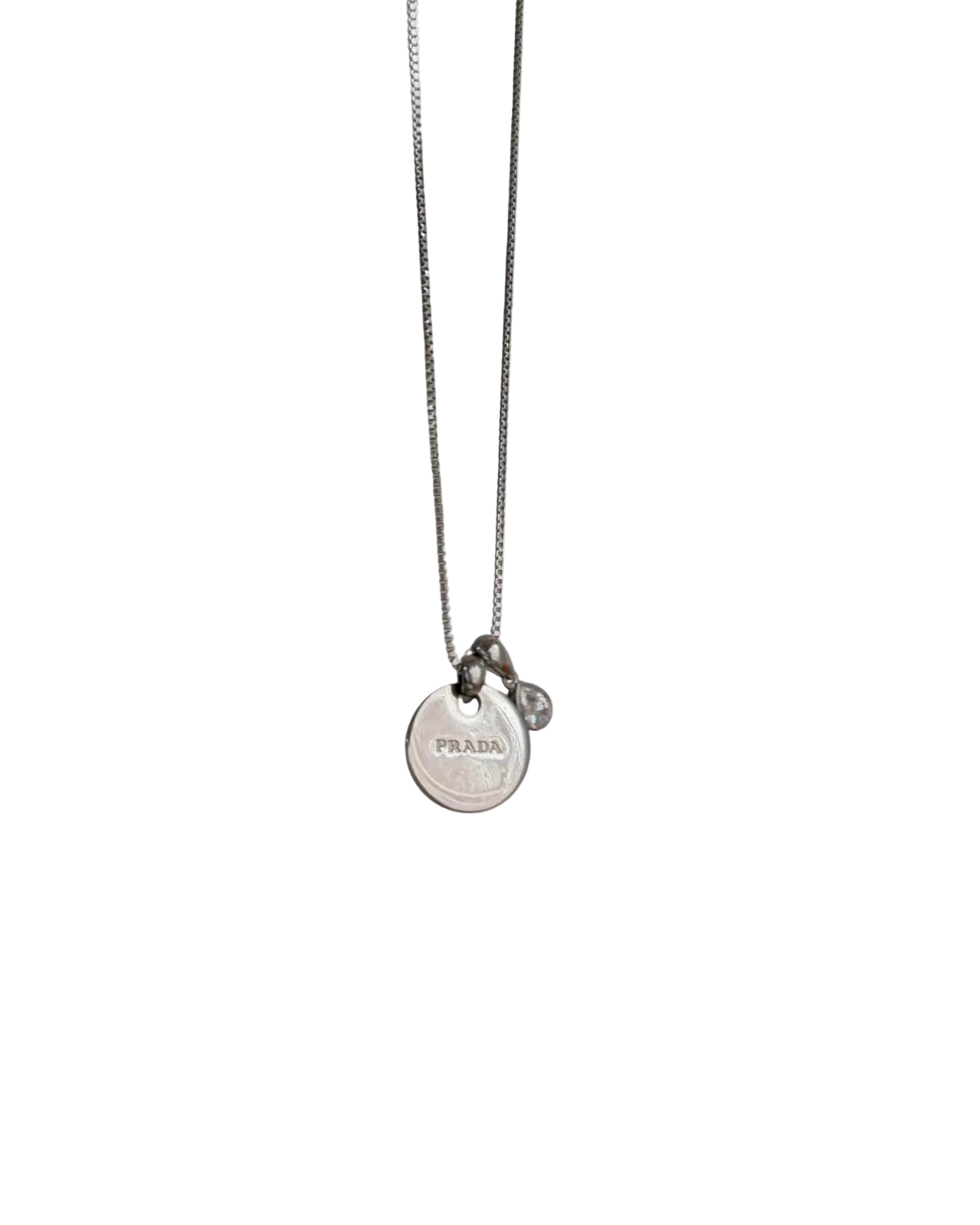 Authentic Prada Rounded Pendant - Reworked Silver Necklace