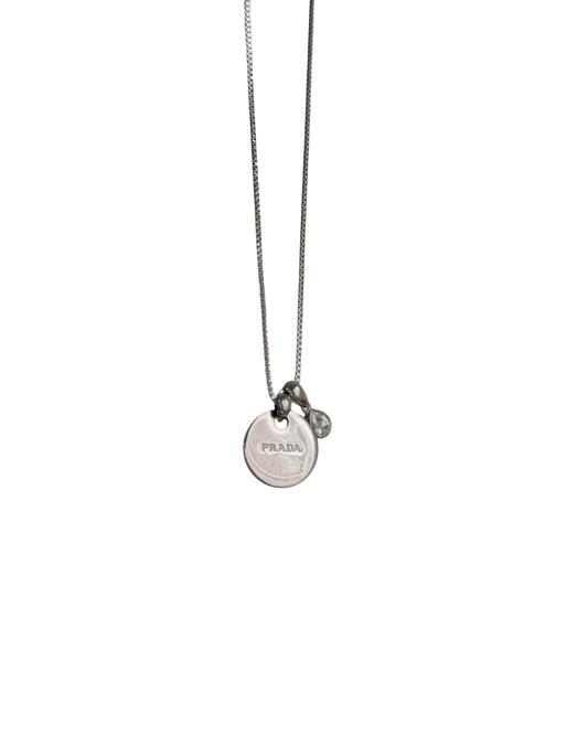 Authentic Prada Rounded Pendant - Reworked Silver Necklace