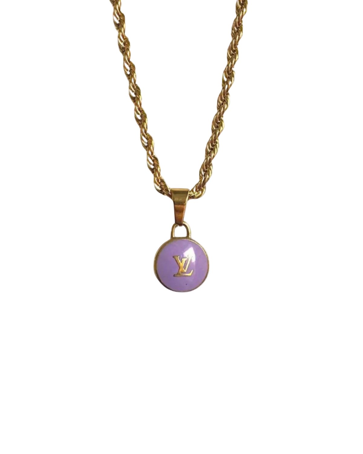 Authentic Louis Vuitton Logo Purple Pendant- Necklace