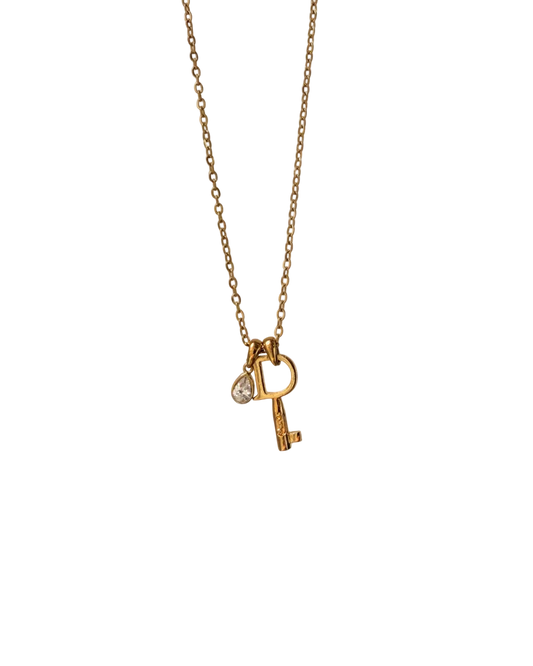 Authentic Vintage Dior key- Reworked Necklace