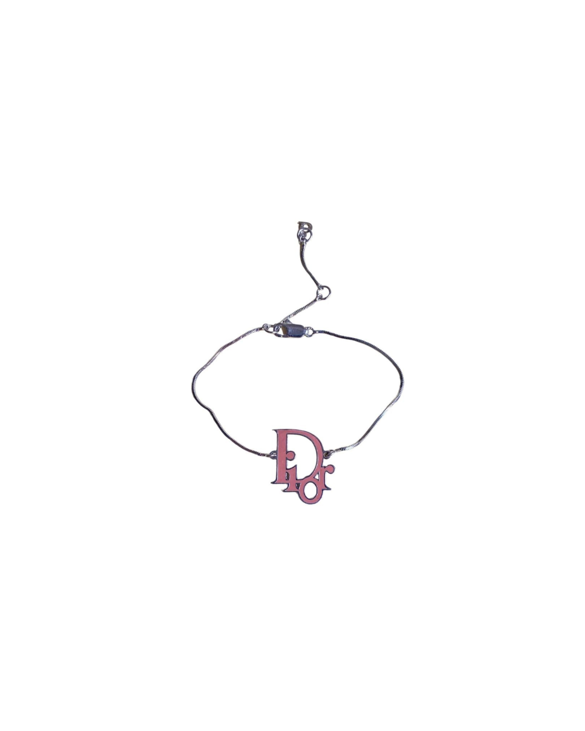 Authentic Dior Pink Logo Pendant-  Necklace