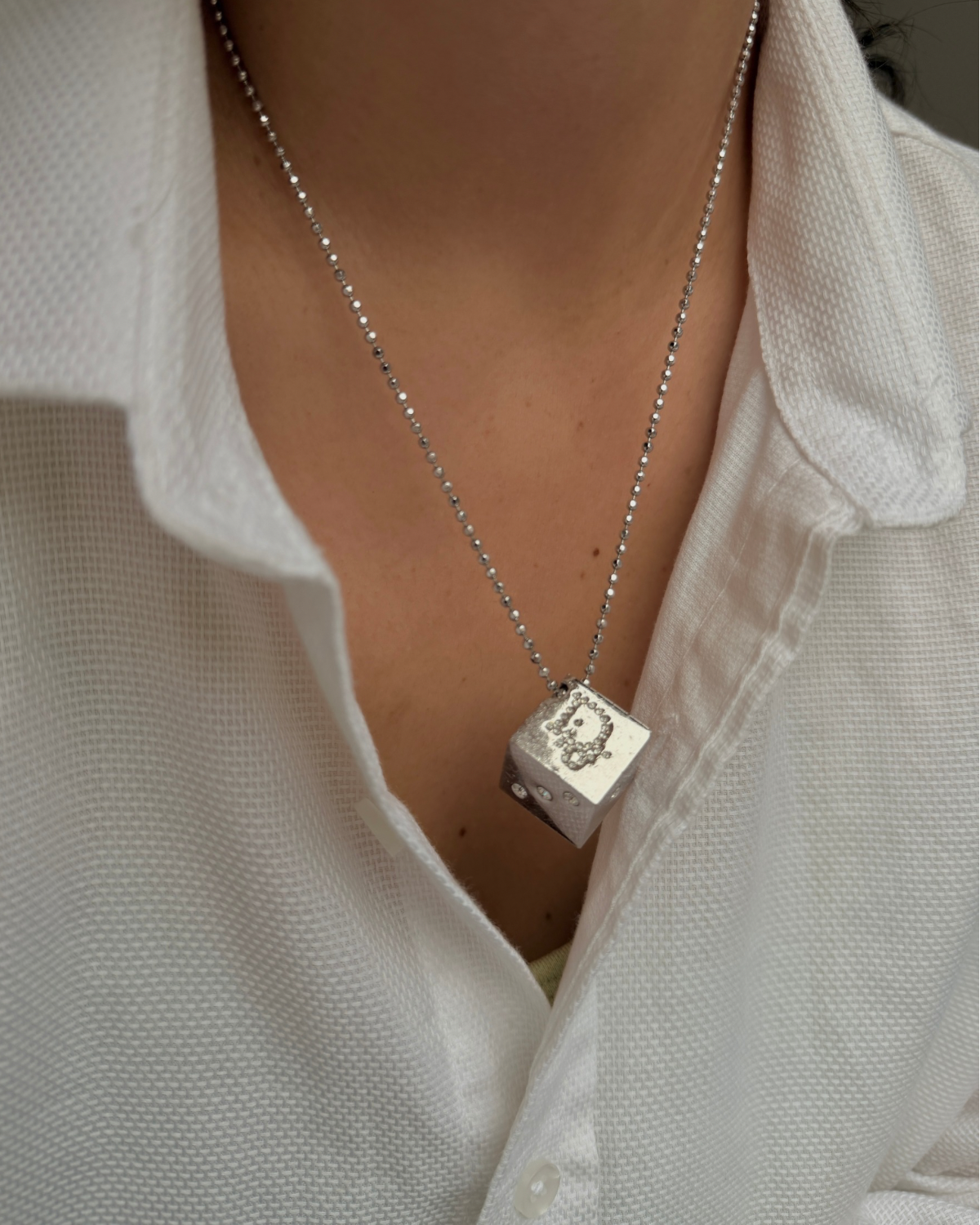 Authentic Dior Dice Rhinestone  Pendant- Reworked Necklace