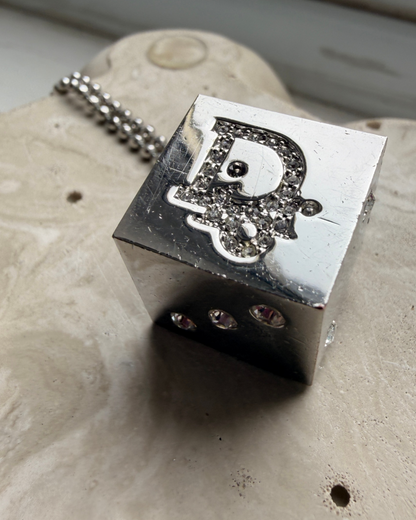 Authentic Dior Dice Rhinestone  Pendant- Reworked Necklace