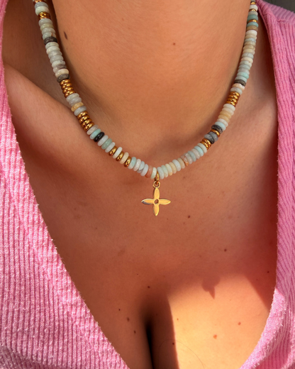 Authentic Louis Vuitton Clasp - Natural Stone Necklace Tuorquise