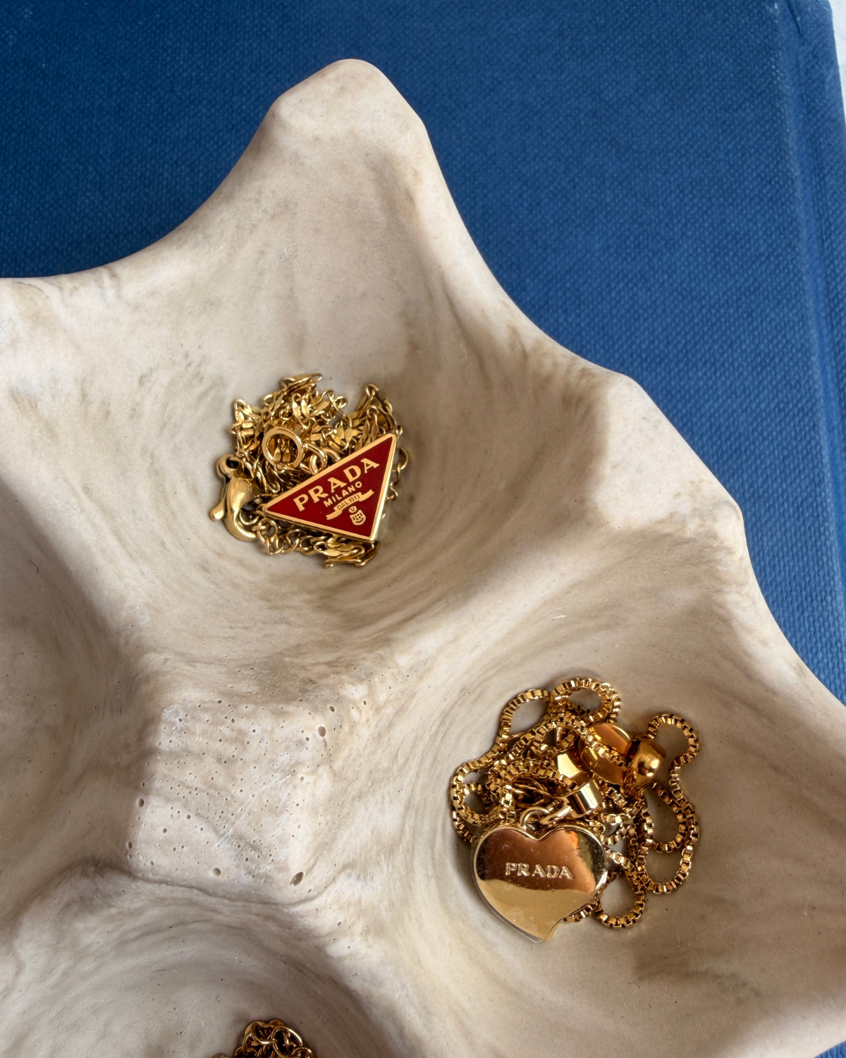 Authentic Prada Enamel Plaque pendant - Repurposed Necklace