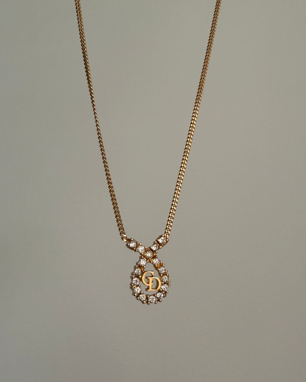 Authentic Dior Drop Rhinestone Necklace