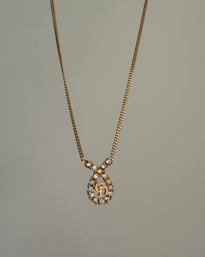 Authentic Dior Drop Rhinestone Necklace