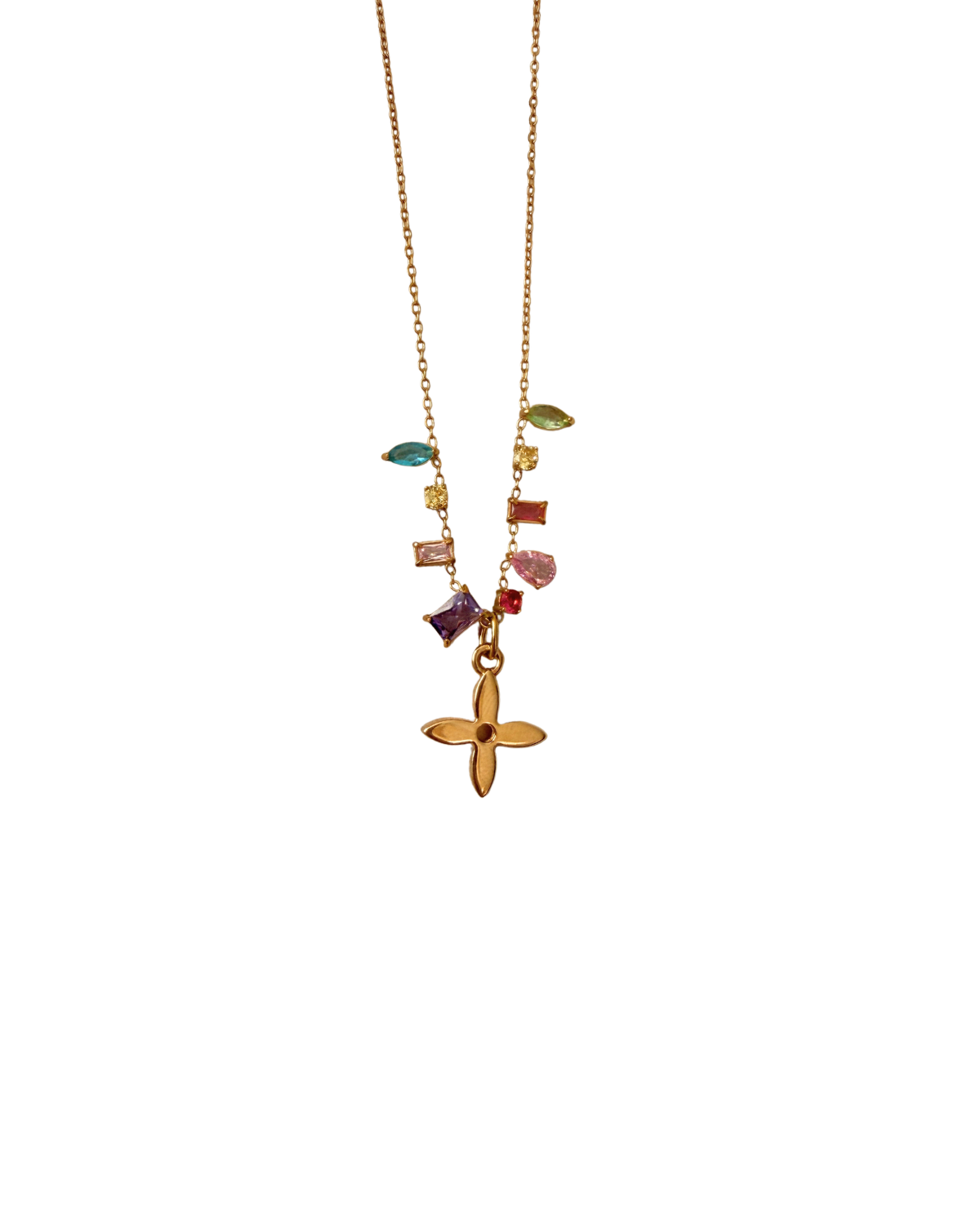 Authentic Louis Vuitton Monogram Flower Reworked Gemstone Necklace