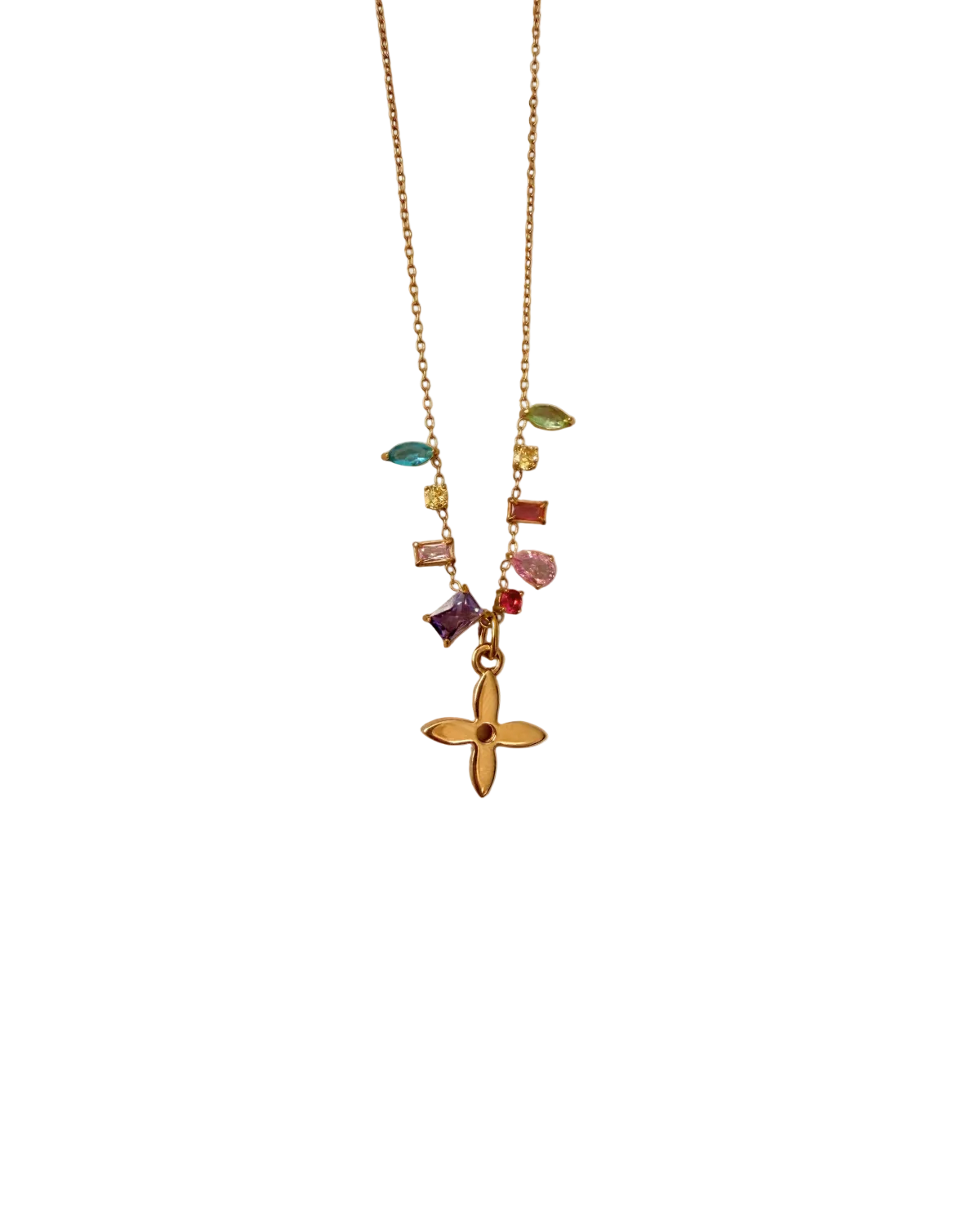 Authentic Louis Vuitton Monogram Flower Reworked Gemstone Necklace