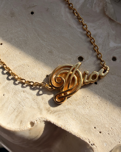 Authentic Vintage Dior Logo- Reworked Necklace