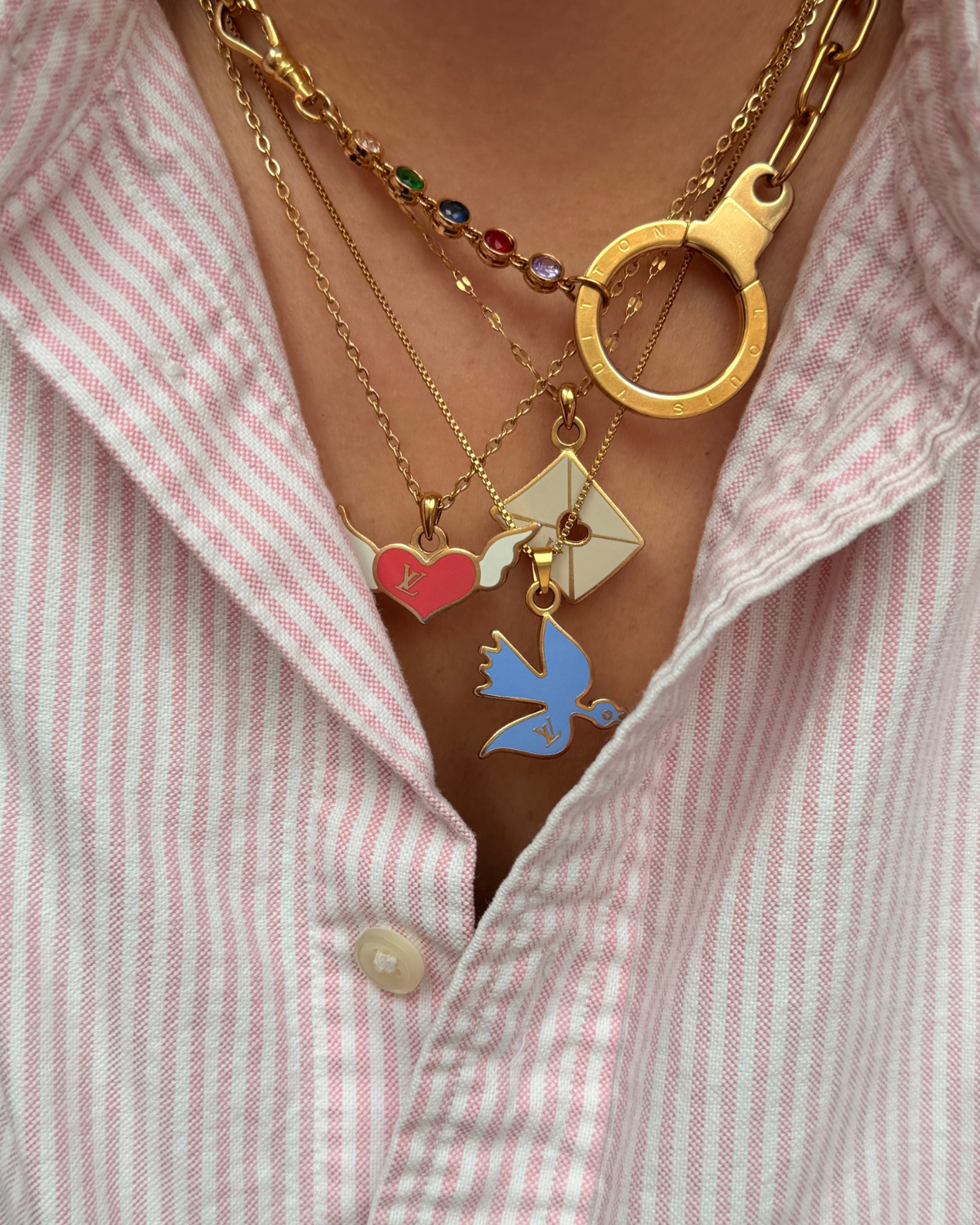 Authentic Louis Vuitton Bird Pendant- Reworked Necklace