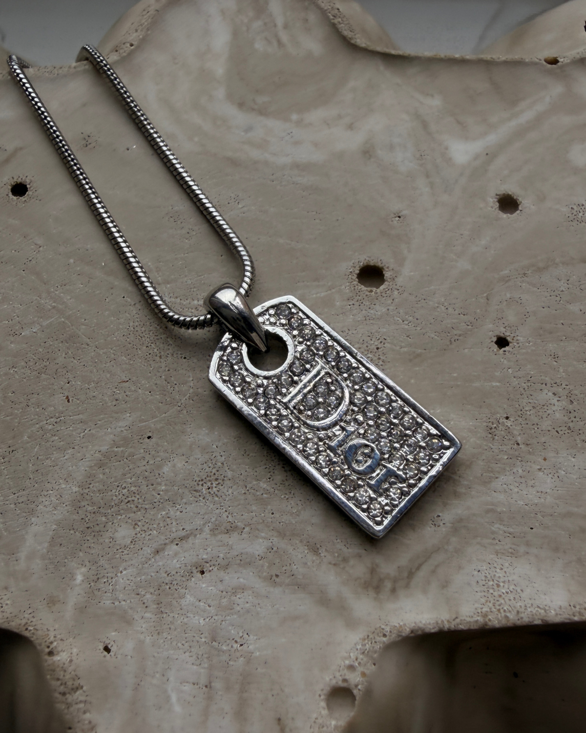 Authentic Dior Oblique Tag - Reworked Necklace