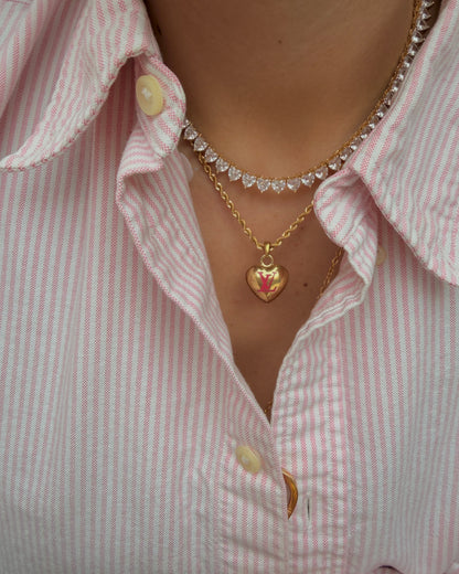 Authentic Louis Vuitton Pendant Gold & Pink Coeur -Reworked Necklace