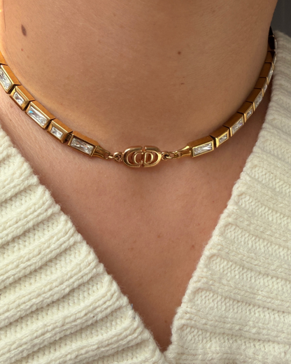 Authentic Dior CD Pendant- Reworked Diamante Choker