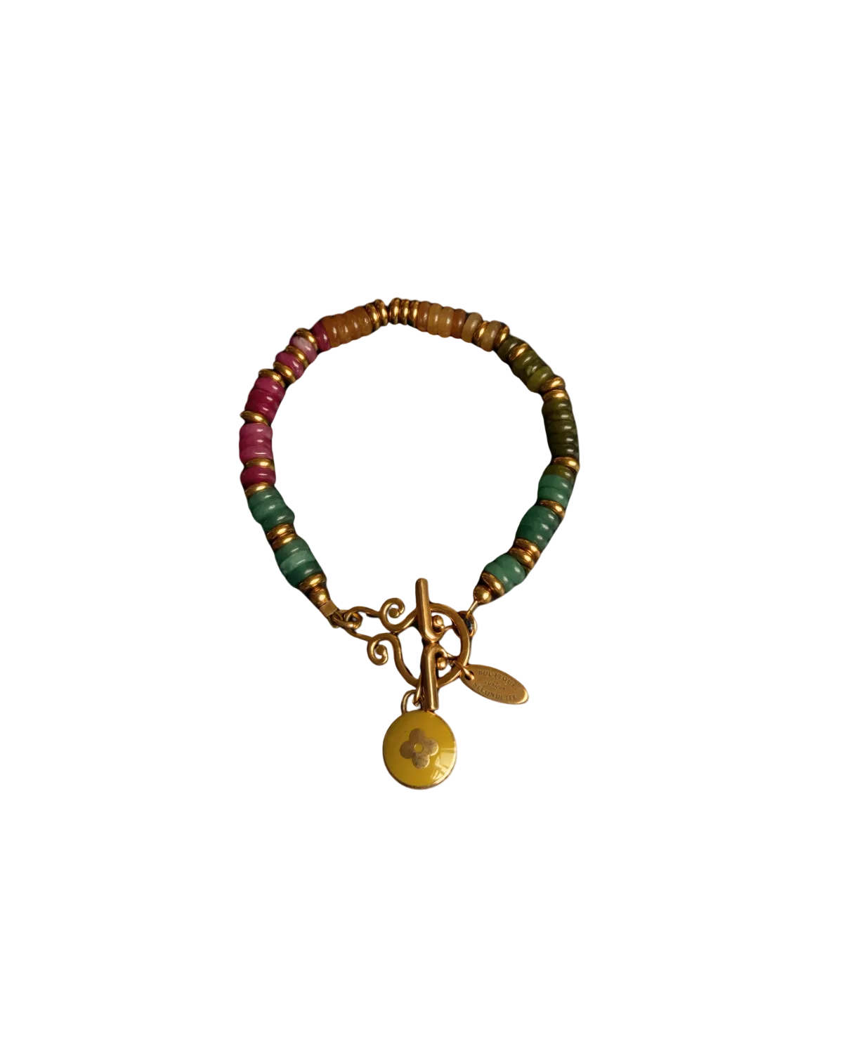 Authentic Louis Vuitton Green Pendant - Reworked Stones Bracelet
