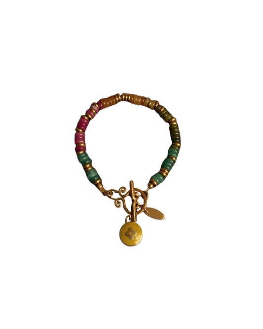 Authentic Louis Vuitton Green Pendant - Reworked Stones Bracelet