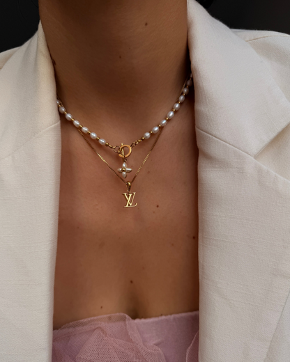 Authentic Louis Vuitton Floragram Logo Pendant- Reworked Necklace