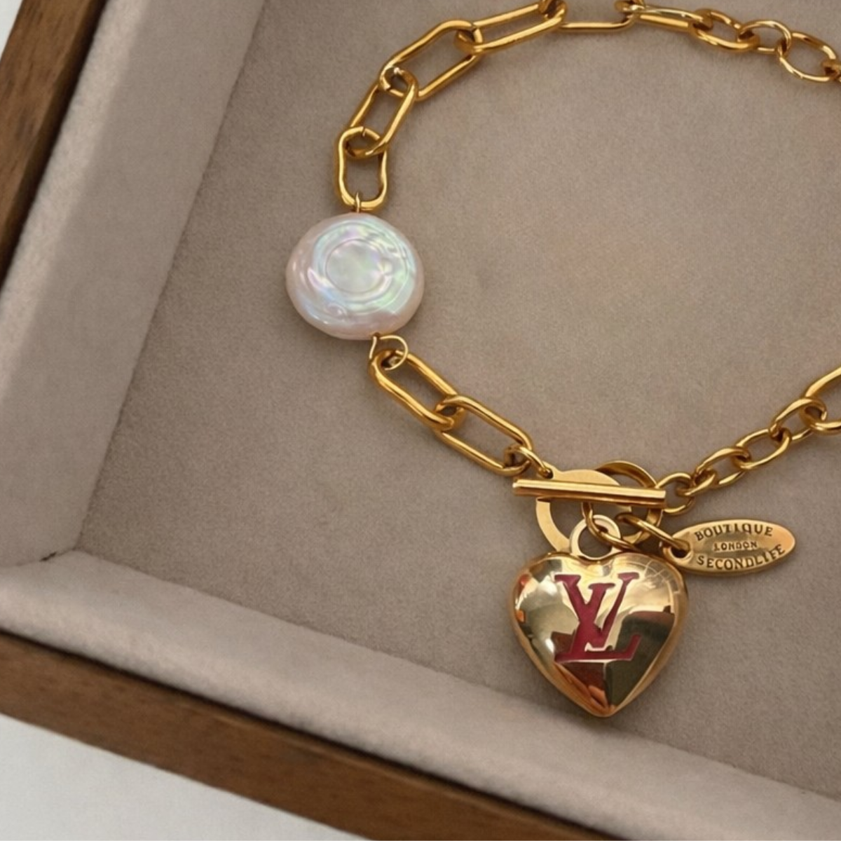 Authentic Louis Vuitton Hear Pendant- Upcycled Bracelet