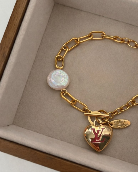 Authentic Louis Vuitton Hear Pendant- Upcycled Bracelet