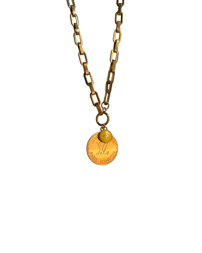 Custom Reworked LV Rounded Pendant & Yellow Pastilles - Reworked Necklace
