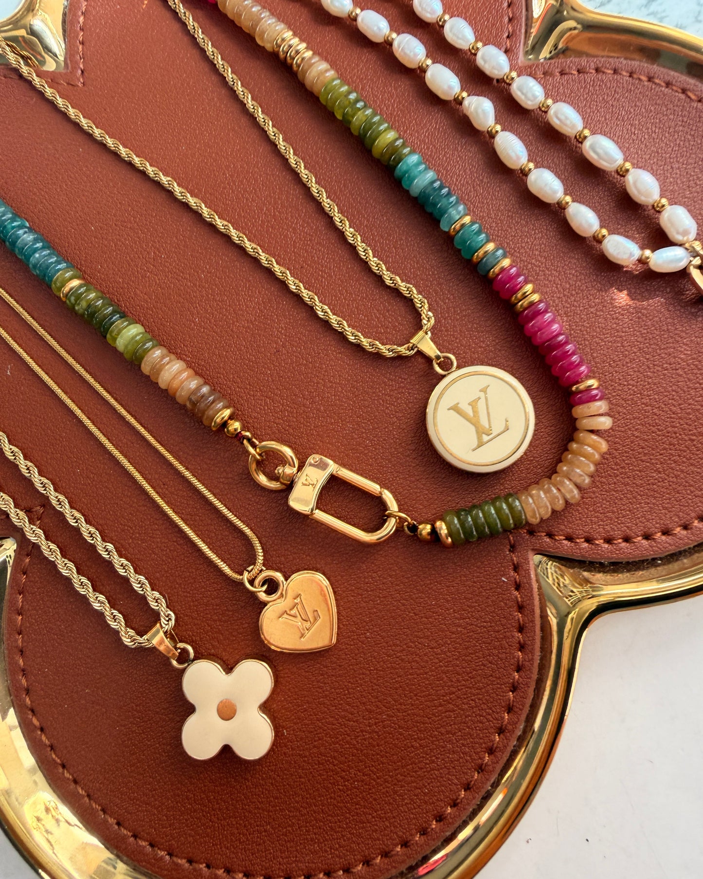 Authentic Louis Vuitton Clasp - Natural Stones Necklace