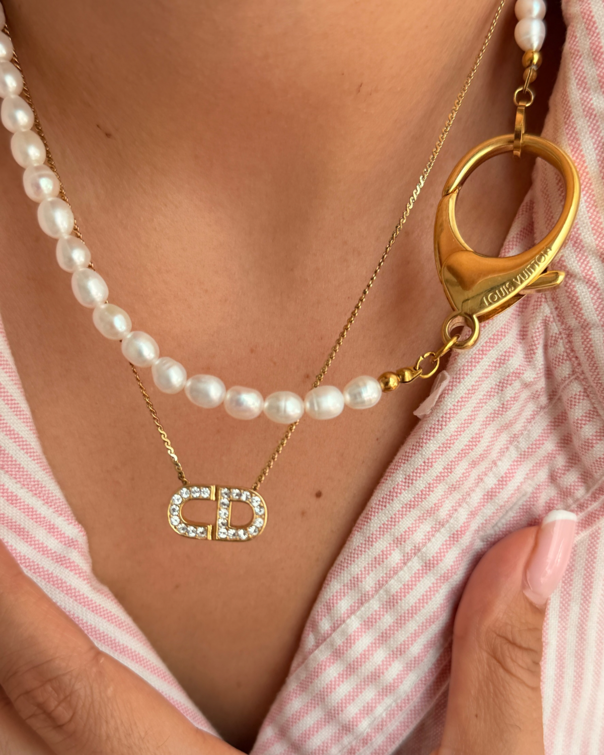 Authentic Louis Vuitton Clasp - Natural Pearls Necklace
