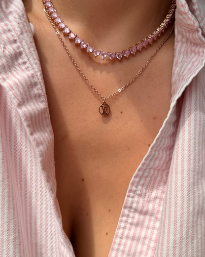 Authentic Louis Vuitton Nanogram Pendant - Reworked Rose Gold Necklace