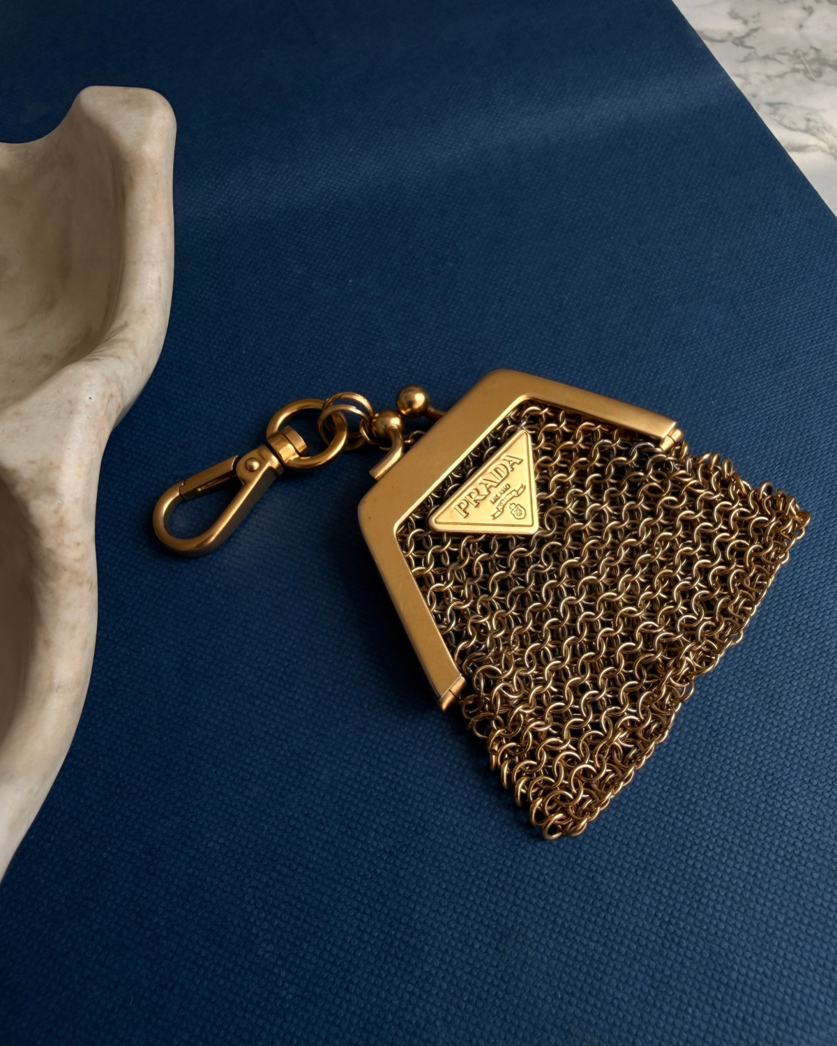 Authentic Prada Mini Mesh Coin Purse Charm - Repurposed Necklace