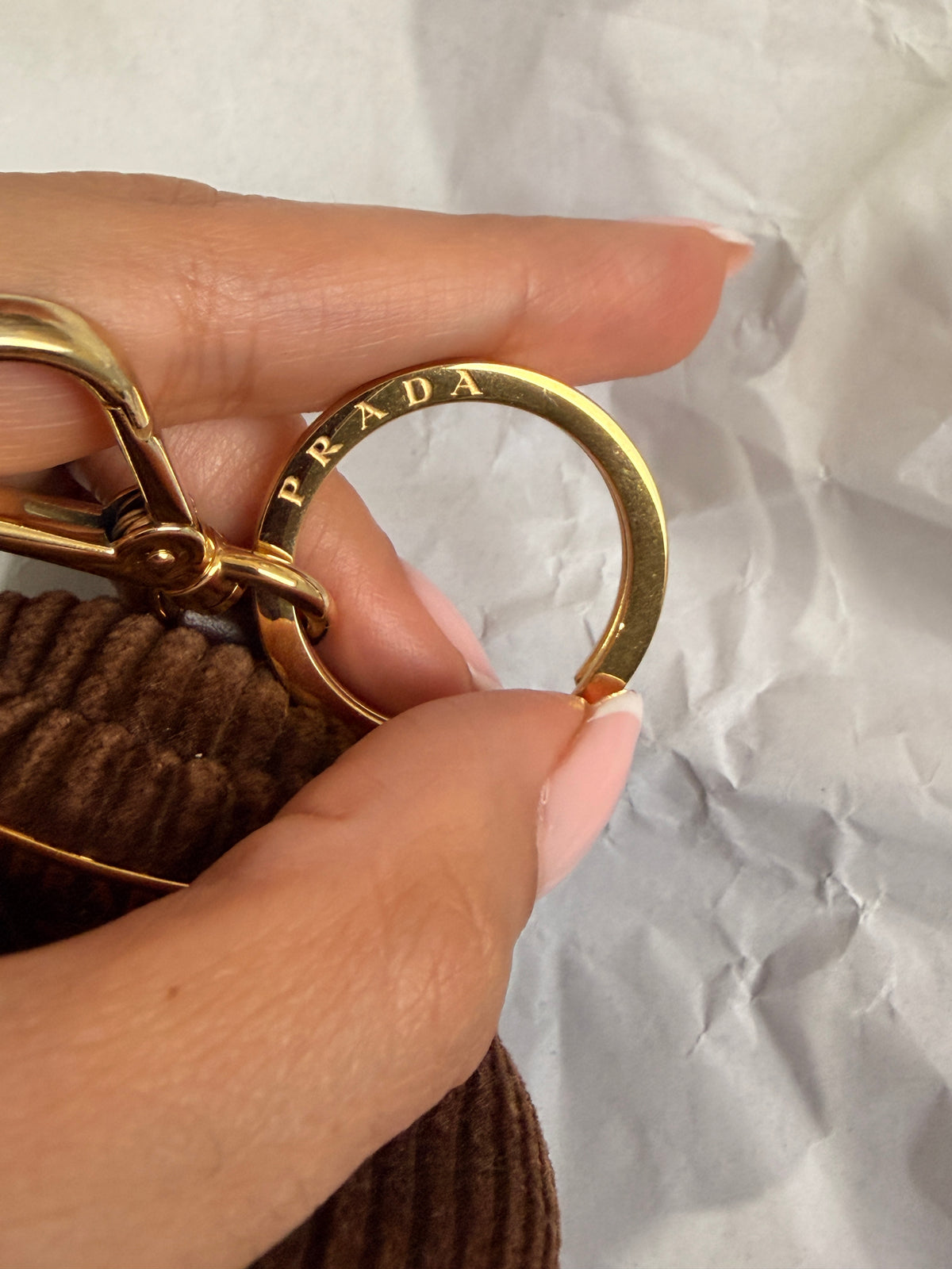 Authentic Prada Robot Bag Charm – Brown Corduroy